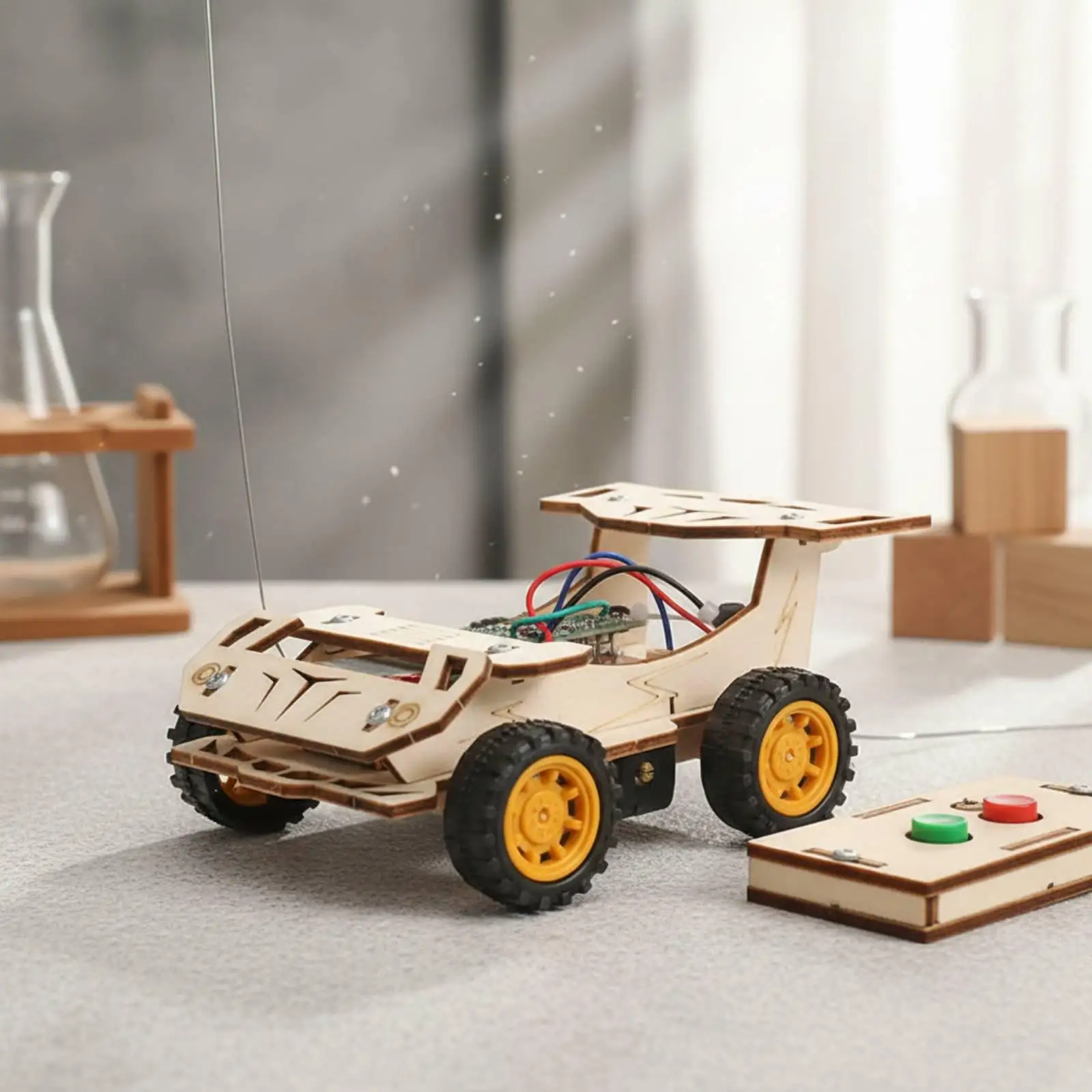 Electric Racing Car STEM Remote Control RC Toy Assembly Kit for Kids Educational DIY Physics Classroom Set