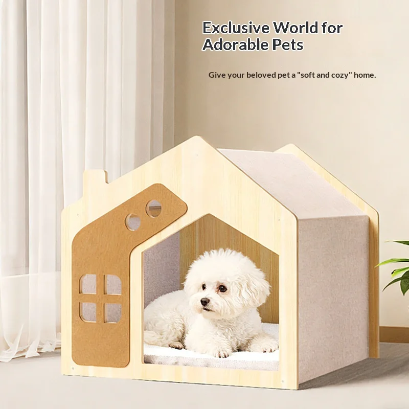 Casa de madera para gatos y perros – Refugio acogedor transpirable - imagen 5