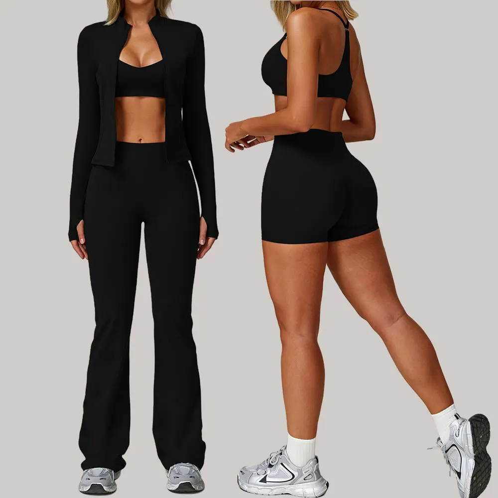 

2/3 шт. комплект для йоги, спортивный костюм для женщин, спортивный костюм для йоги, леггинсы с длинными рукавами и высокой талией, противоударный спортивный бюстгальтер, женская одежда