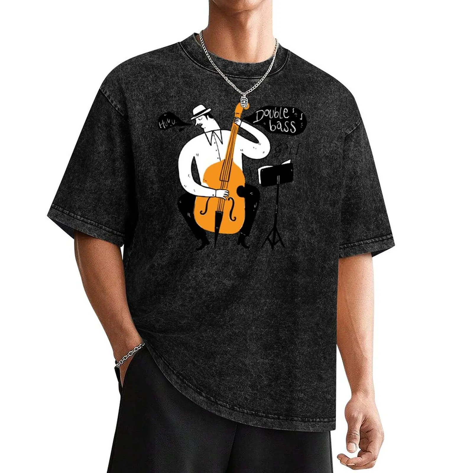 Musicians play jazz with Double bass. T-Shirt oversizeds tees sublime mens t shirts