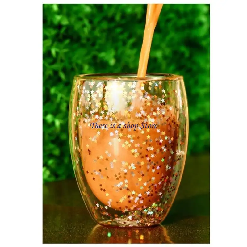 

D0AD Insulated Glass Coffee Mugs Milk Cups Tea Cups Espresso Cup Gift Decorations