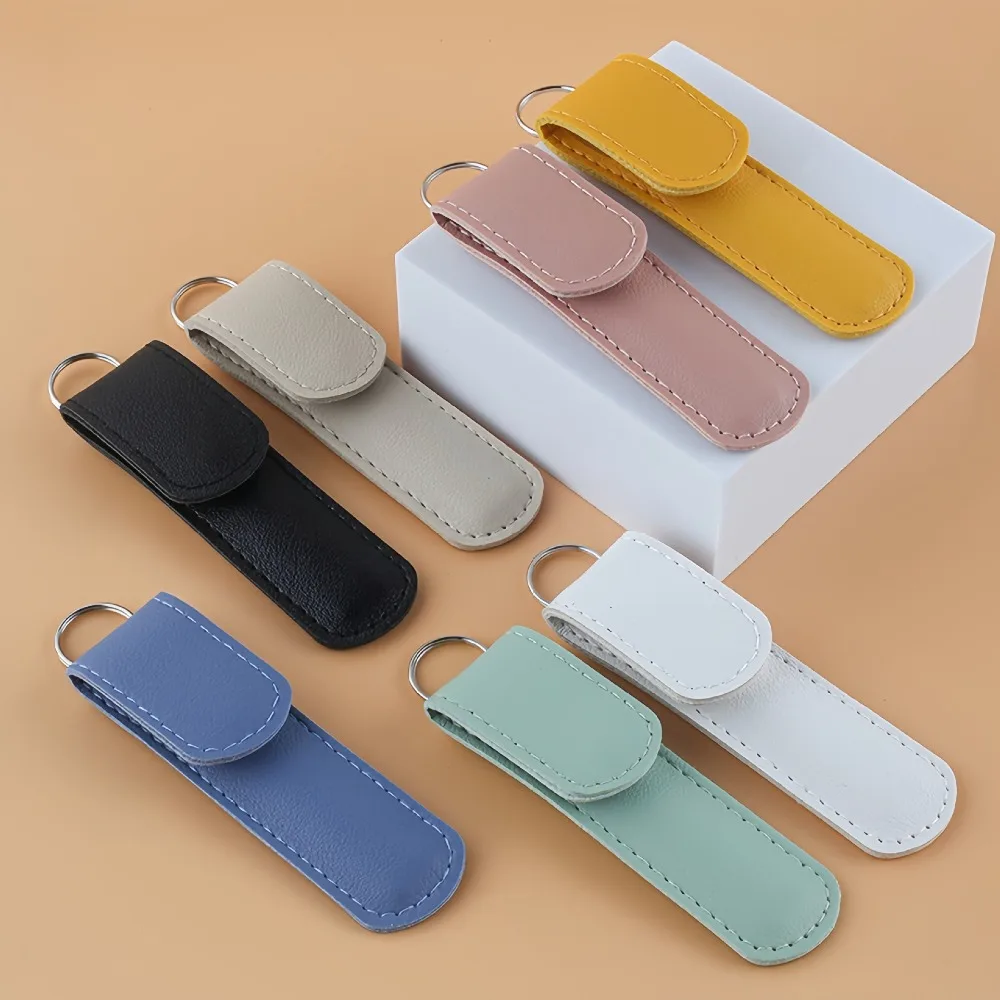 مبرد أظافر زجاجي نانو احترافي بمقبض مزدوج الجوانب مضاد للانزلاق مع حافظة جلدية لإكسسوارات أظافر الصالونات المنزلية