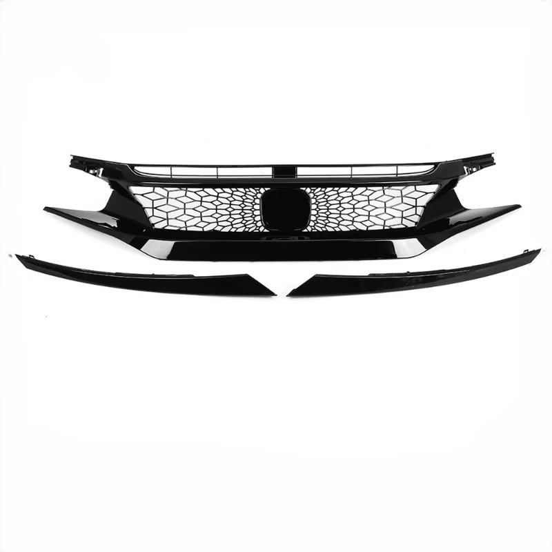Grill Grille For 2016-2021 Honda 10th Generation Civic Types Racing Grills Black Mid-grid Air Intake Grille Is
