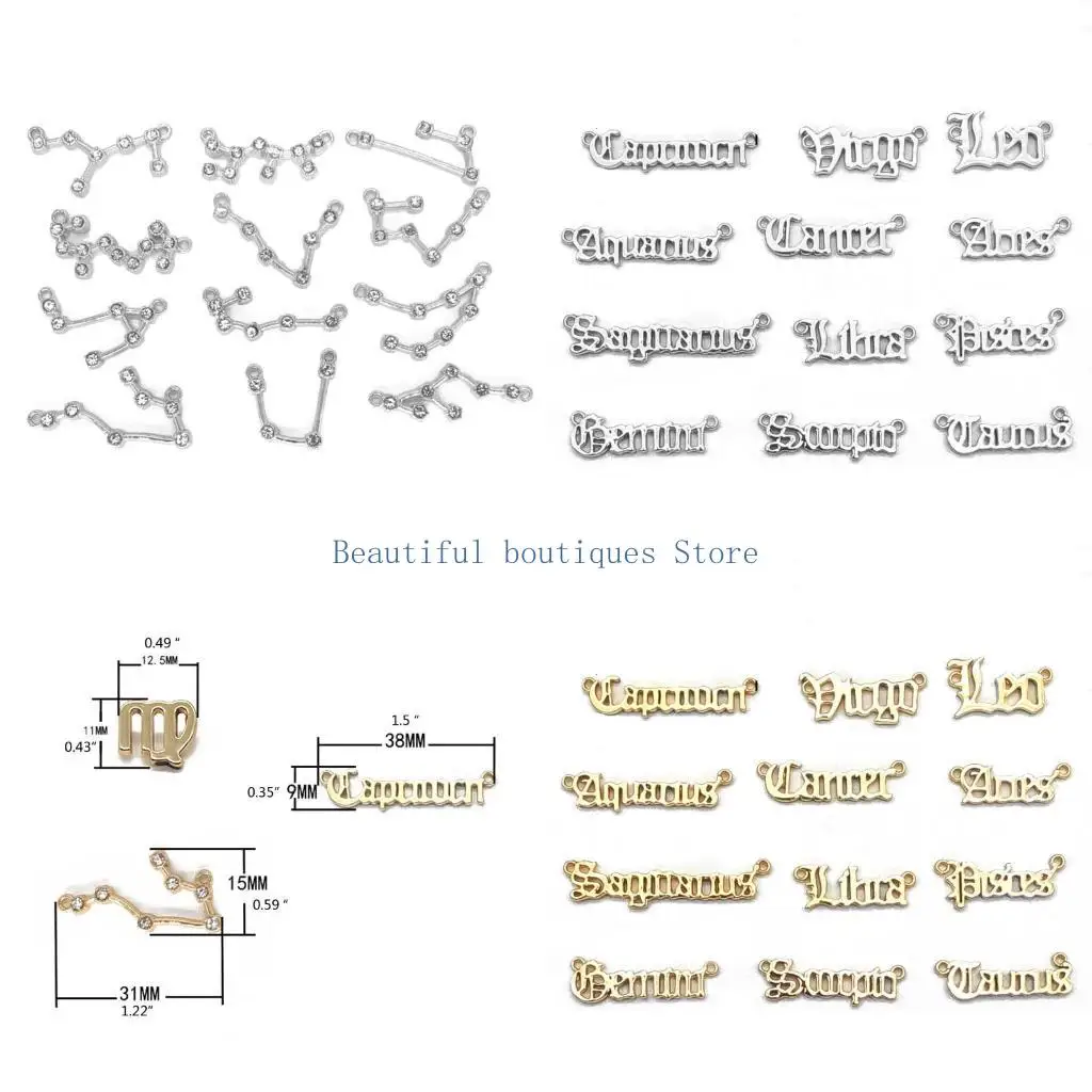 

U4LF 12x/набор мини-круглых 12 подвесок в виде созвездия для изготовления ювелирных изделий на цепочке для свитера своими руками