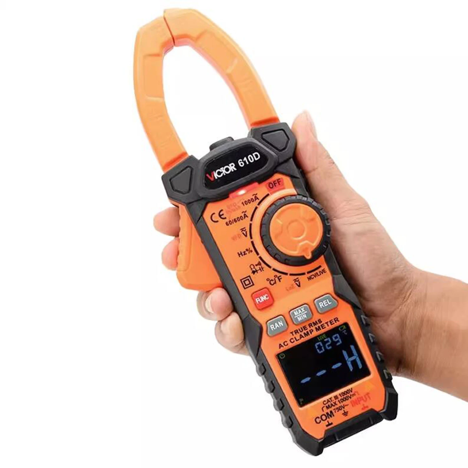 VICTOR 610D 610E Digital Clamp Meter 1000V AC DC True RMS Professional Pinza Amperimetrica Capacitance Ohm Hz VFD Multimeter