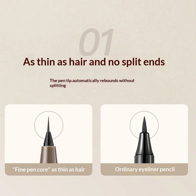 Liquid Eyeliner 0.01mm Super Slim Waterproof Silkworm Eyeliner Quick-drying Sweatproof Long Lasting No Smudging Eye Makeup