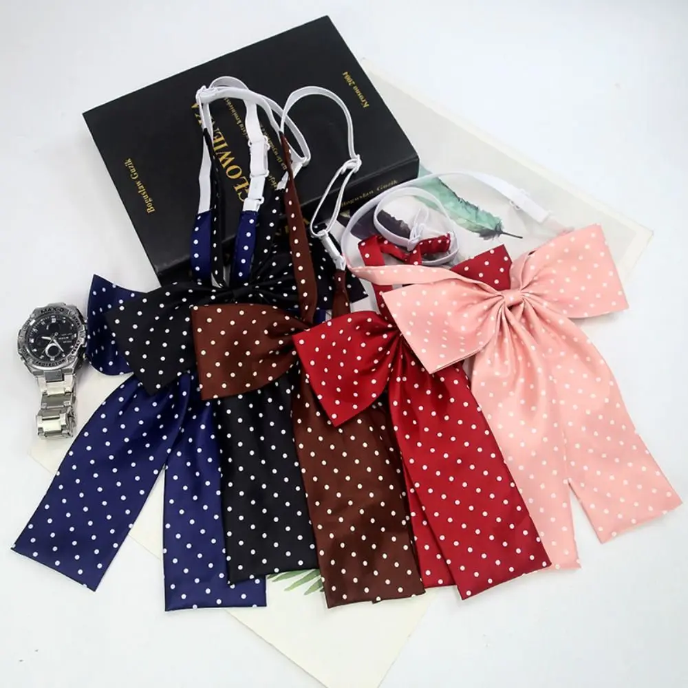2 uds moda Bowknot JK pajarita poliéster elegante cinta pajarita lindo cuello de lunares flor uniforme Accesorios