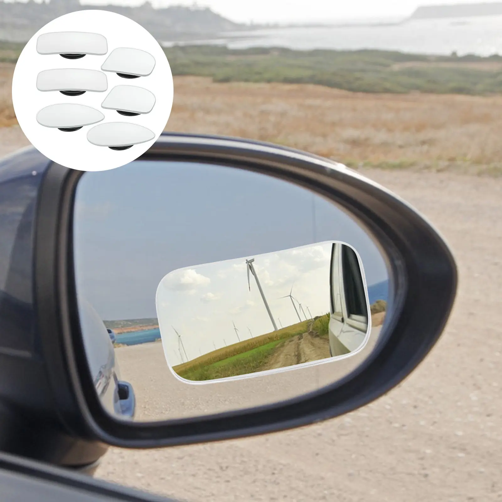 6Pcs Adjustable Blind Spot Mirror Rearview Auxiliary Wide Angle for Car Side Frameless Safety Driving Mirror Compact Fit