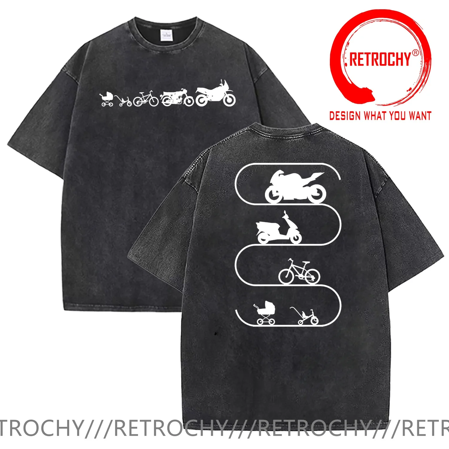 Evolution Bicycle Scooter Motorcycle Biker T Shirt Men Fashion Trendy Casual Clothing Stylish Tops Tee Shirt Leisure Tshirt