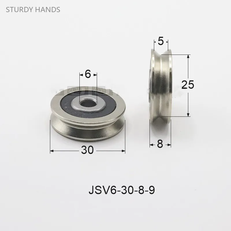 

2pcs Diameter 30mm Metal Bearing Steel Wire Pulley V/U Groove Track Pulley Sliding Door Window Roller Household Hardware Tools