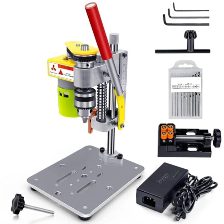 

Mini drill press for metal wood jewelry DIY crafts: portable benchtop electric drilling machine with CNC 795 motor B10 chuck ye