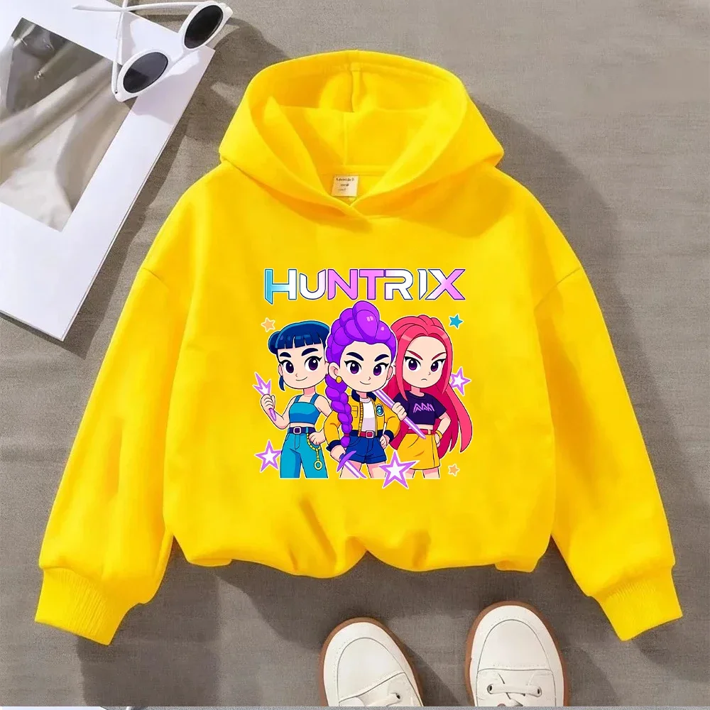 سويت شيرت Huntrix Kids للفتيات والفتيان مطبوع عليه شخصيات كرتونية كاجوال بأكمام طويلة للأطفال الصغار
