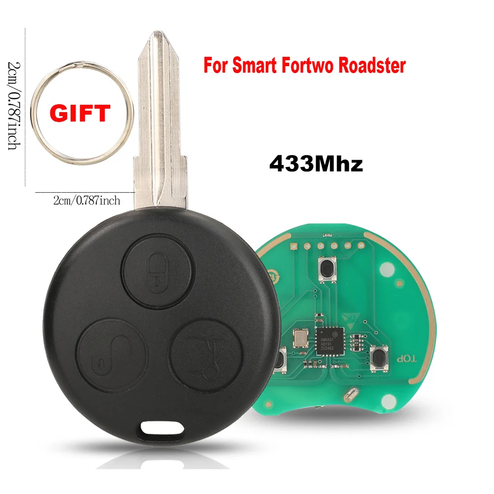 

jingyuqin With Keychain Remote Car Key For Mercedes Benz Fortwo 450 Forfour Roadster Chiave 433MHz Auto Key Fob Blade Control