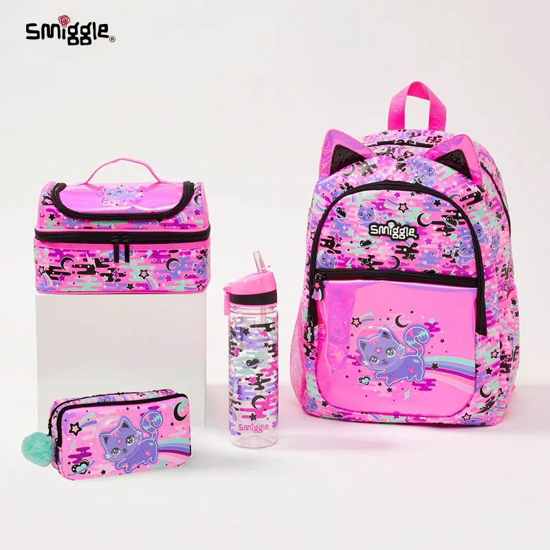 

Школьная сумка в наличии Smiggle для мальчиков и девочек, детский вместительный легкий рюкзак с двойным плечом, водонепроницаемая сумка-карандаш для еды