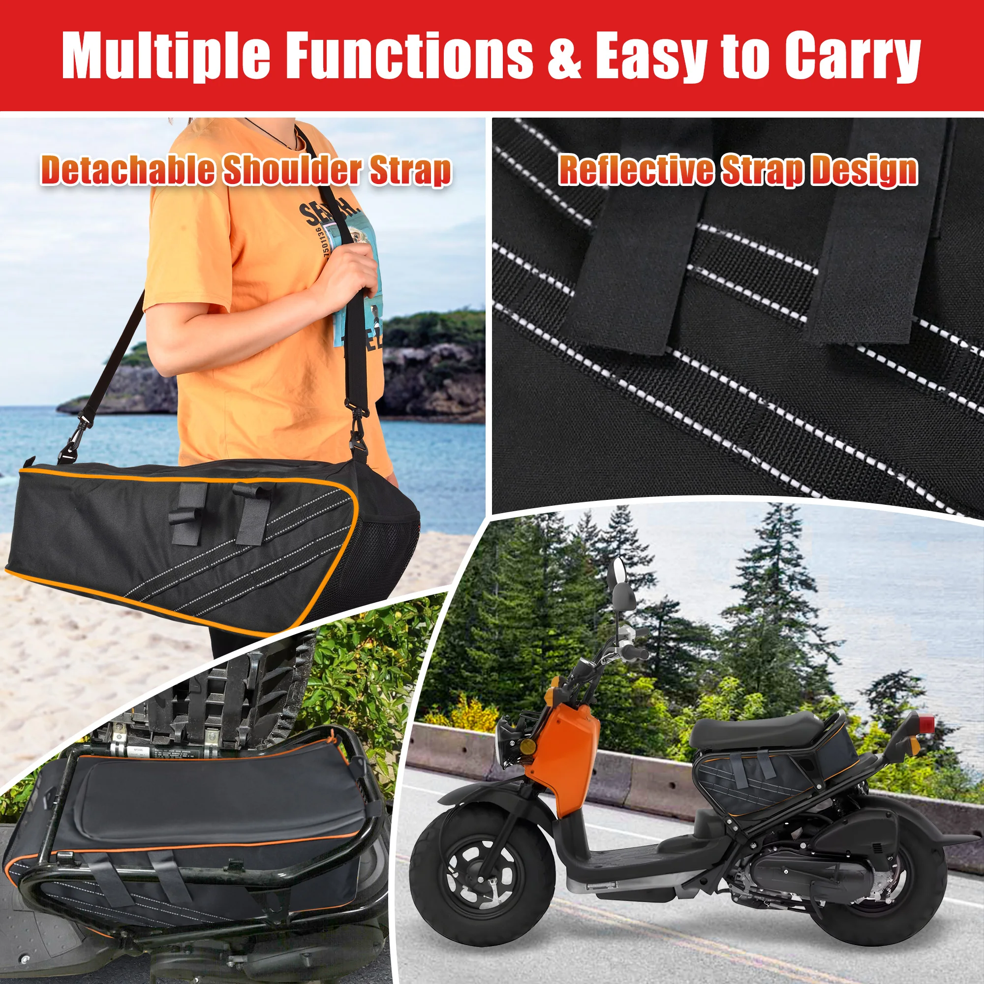 Motorcycle Under Seat Storage Bag, 1680D Waterproof Tear-Resistant Cargo Pouch, Colorful Ruckus Accessories for Honda Ruckus
