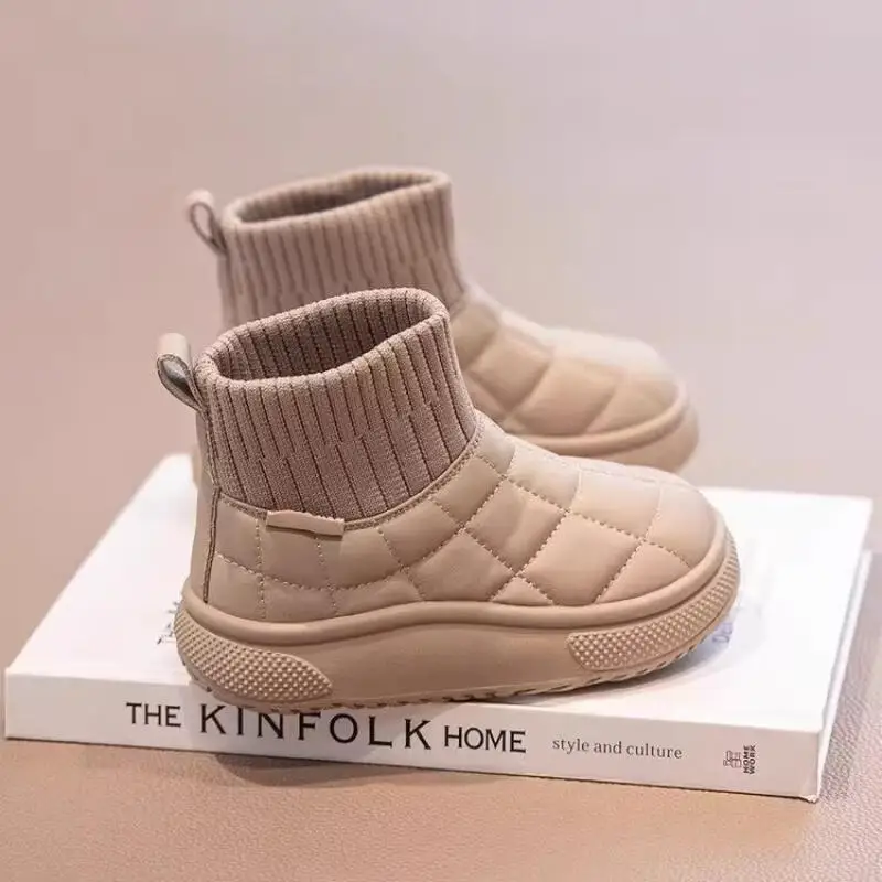 Winter Child Cotton Shoes Girl Thicken Soft Sole Keep Warm Ankle Boots Outdoors Versatile Kawaii Cute Fashion New Casual Shoe