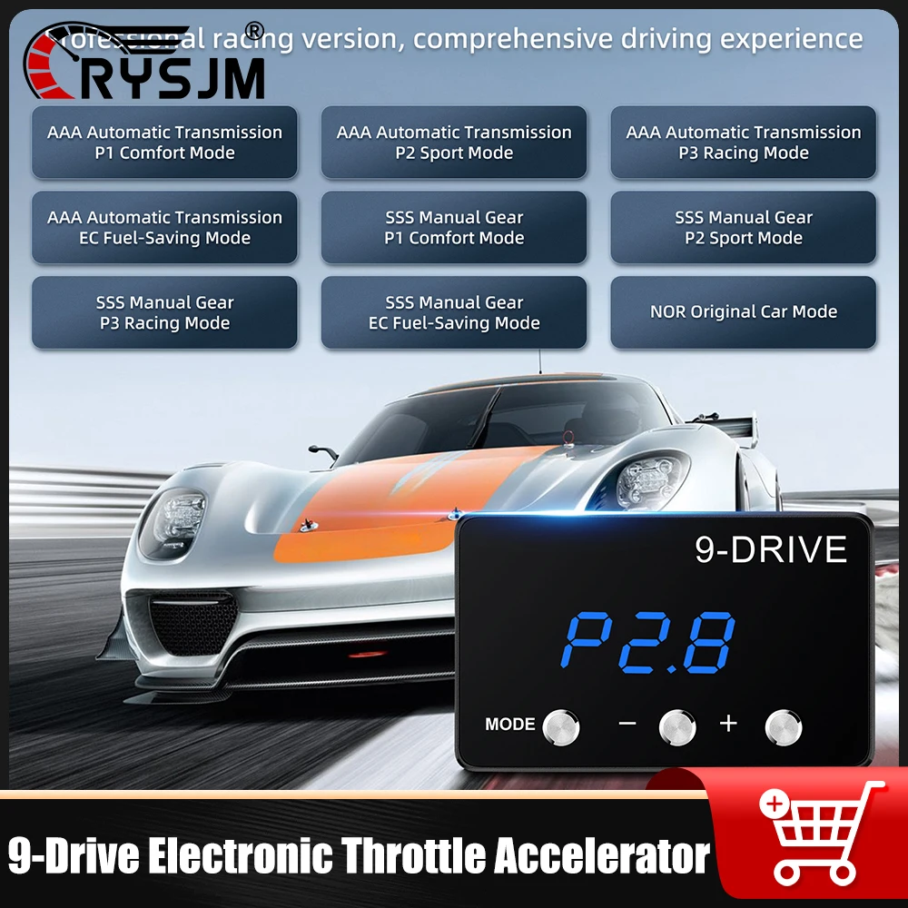 

9-Drive Electronic Throttle Accelerator Racing Power Accelerator Controller Car Pedal Booster Tuning Parts Accessory Plug Play