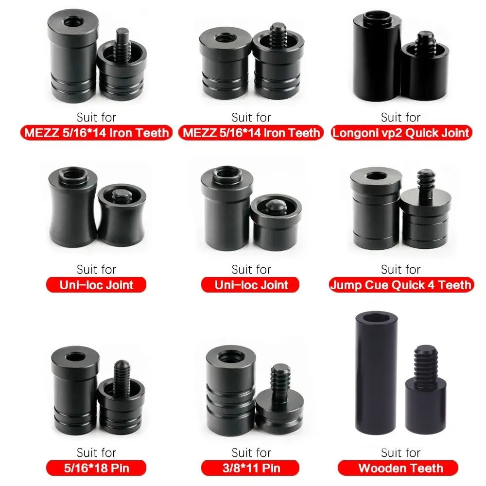 1Set Durable Special Billiard Cue Joint Protector Set Plastic Black Joint Caps Middle Wheel Protection Cover for Uni Loc Wavy