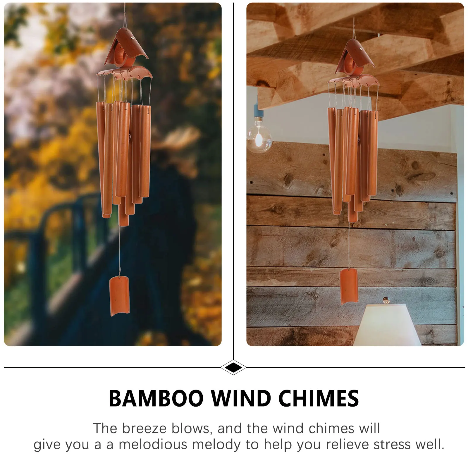 

Bamboo Wind Chime Easy Clean Practical Hanging Decor Sweet Sound Eco Friendly Durability Home Office Shop Wooden