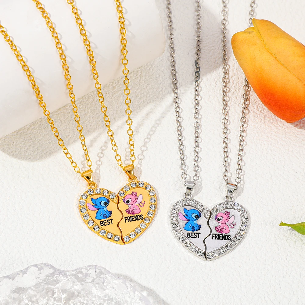 2 قطعة غرزة الملاك أفضل أصدقاء العسل الحب قلادة قلادة ، سلسلة المختنق ، كسر القلب ، BFF ، هدايا مجوهرات الصداقة الجيدة