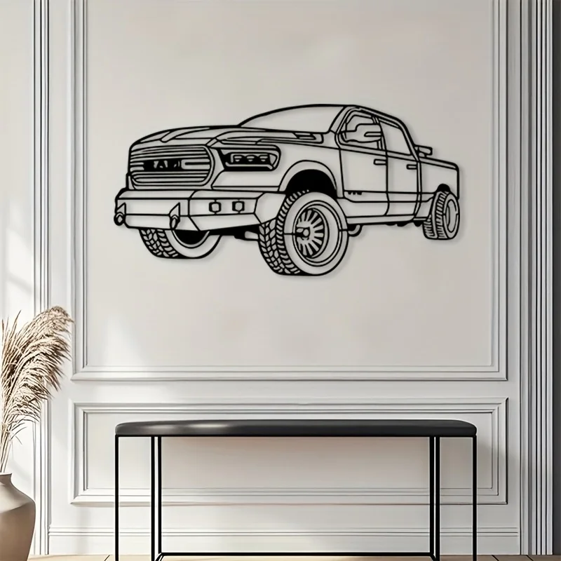 CIFBUY Metal Wall Sculpture Heavy Duty Truck Art Durable Coating Industrial Garage Workshop Yard Decor Rustic Wrought Iron