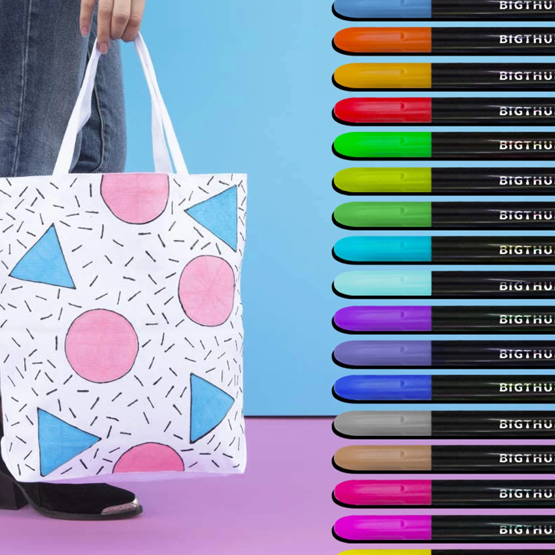 Яркие фломастеры для одежды, 20/24 цвета