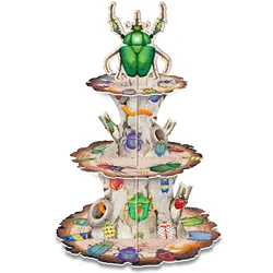 3 Tier Cartoon Insect Ladybug Animals Party Cake Display Stand Birthday Cupcake Rack Holder Baby Shower Party Cake Tray Decor