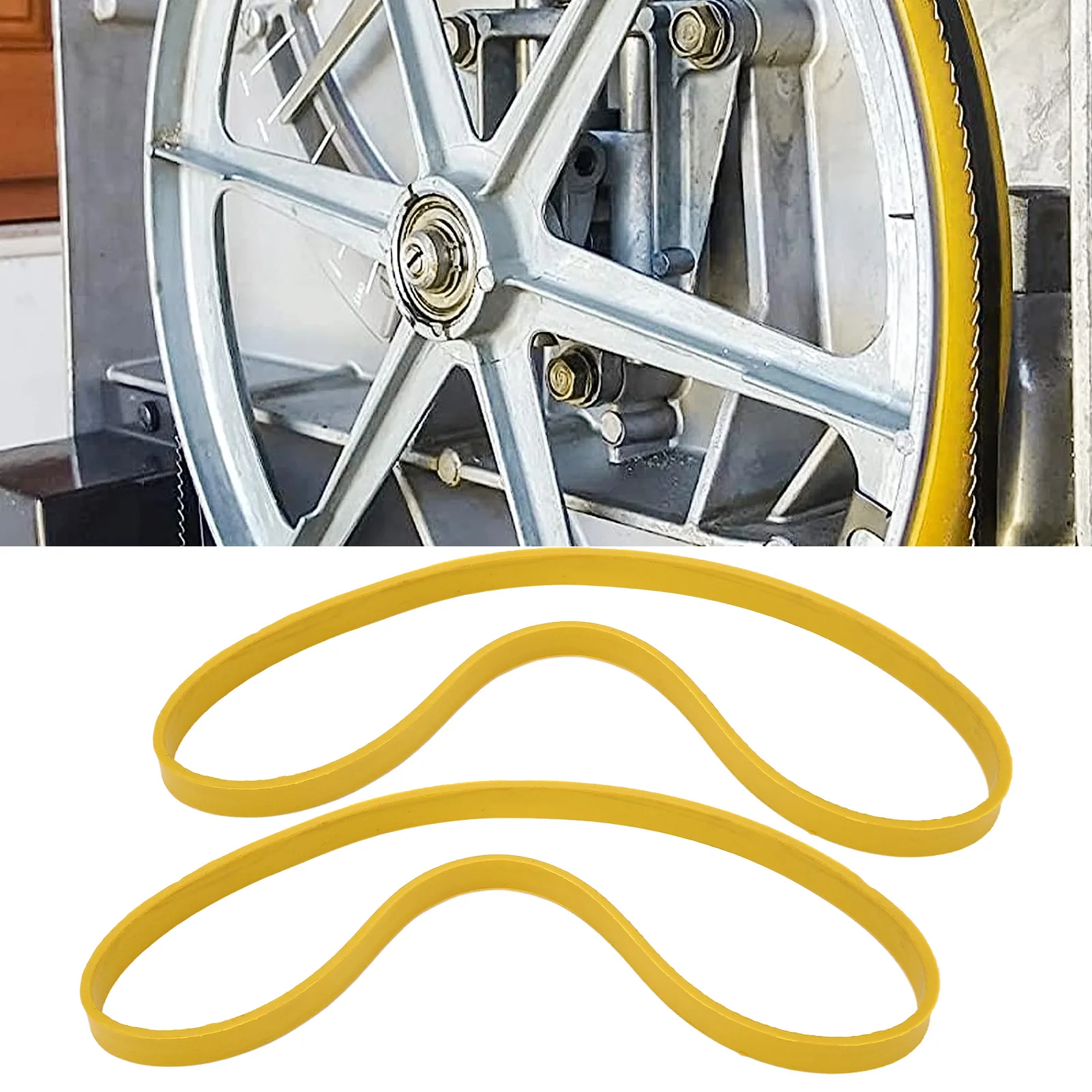2 Pcs Band Saw Tire Yellow Anti Slip Noise Reduction Rubber Woodworking Bandsaw Wheel for 9 Inch