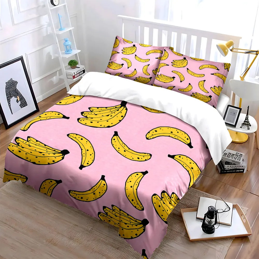

Banana-Themed Three-Piece Set Design kid's and adults' bedroom decor, Exquisite three-piece bedding set gift
