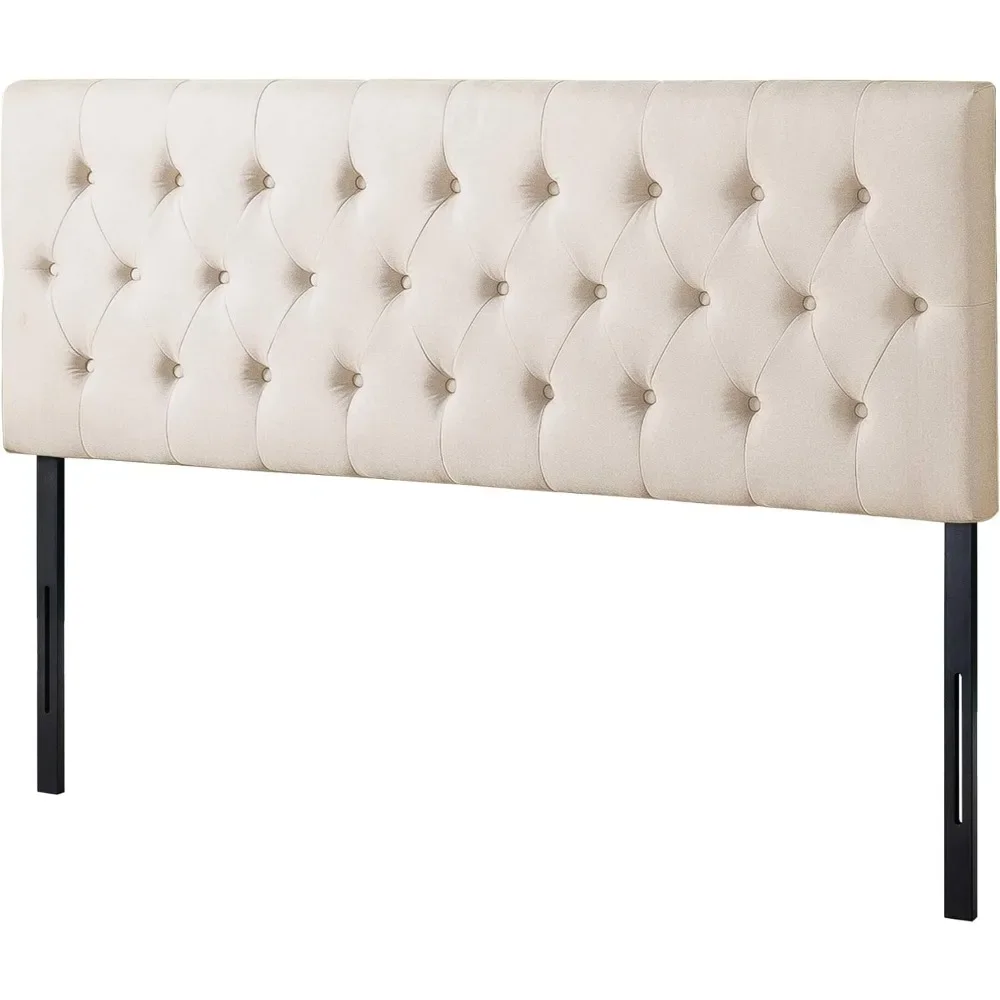 

Trina Upholstered Headboard, Button Tufted Upholstery,understated style Adjustable Height, Easy Assembly, Taupe, Queen