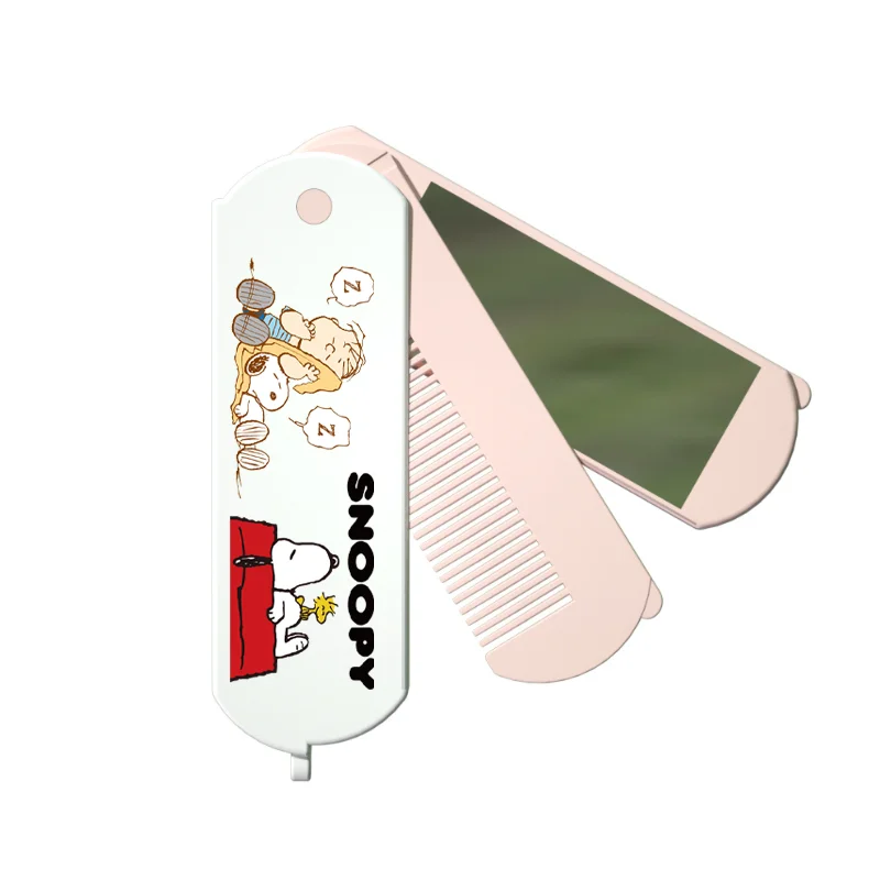 سنوبي مشط بلاستيكي صغير قابل للطي الكرتون المحمولة مرآة ماكياج مشط طوي السفر فرشاة شعر فتاة ماكياج أدوات التصميم الهدايا #6