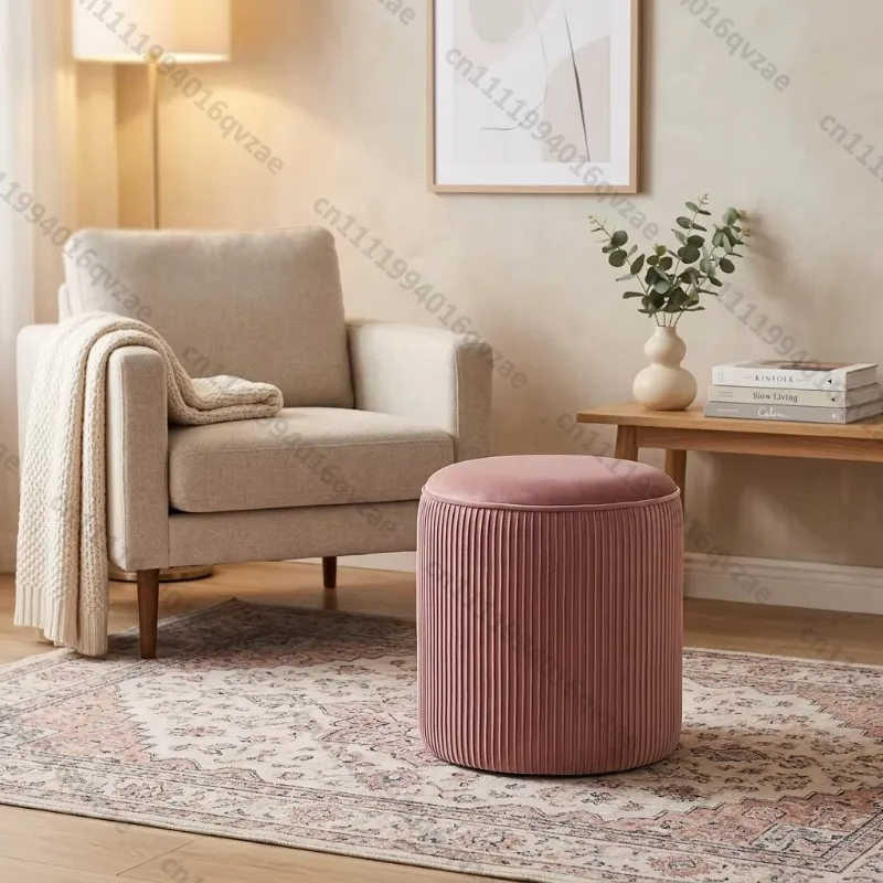 Modern Round Velvet Footstool Dresser Footstool Storage Footstool