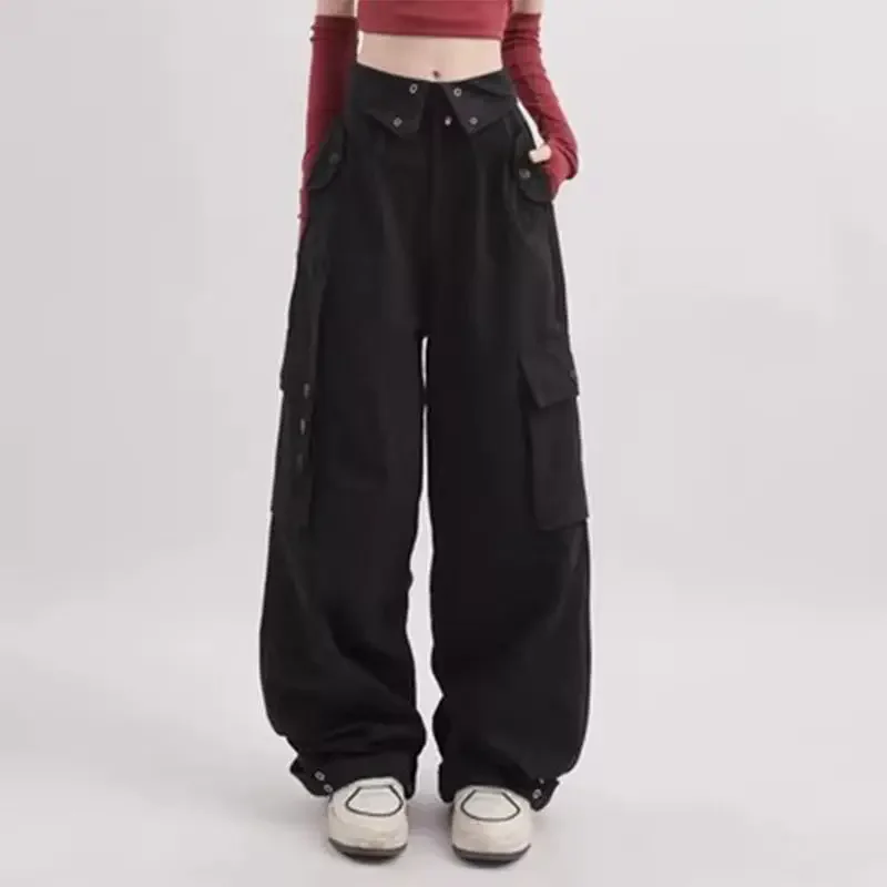 Women Autumn Personality Patchwork Knit Crop Tops Sling Cargo Pants 1 or 3 Piece Set Hotsweet Hollow Out Sweater Trousers Outfit