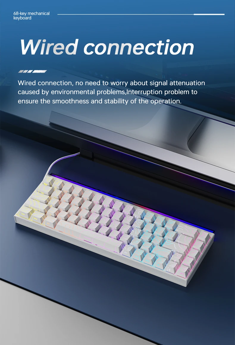 AJAZZ NK68-68% Konfigurierbare Kabelgebundene Mechanische Tastatur, mit RGB-Beleuchtung, Hot-Swap-fähige Gaming-Tastatur – Detail 10