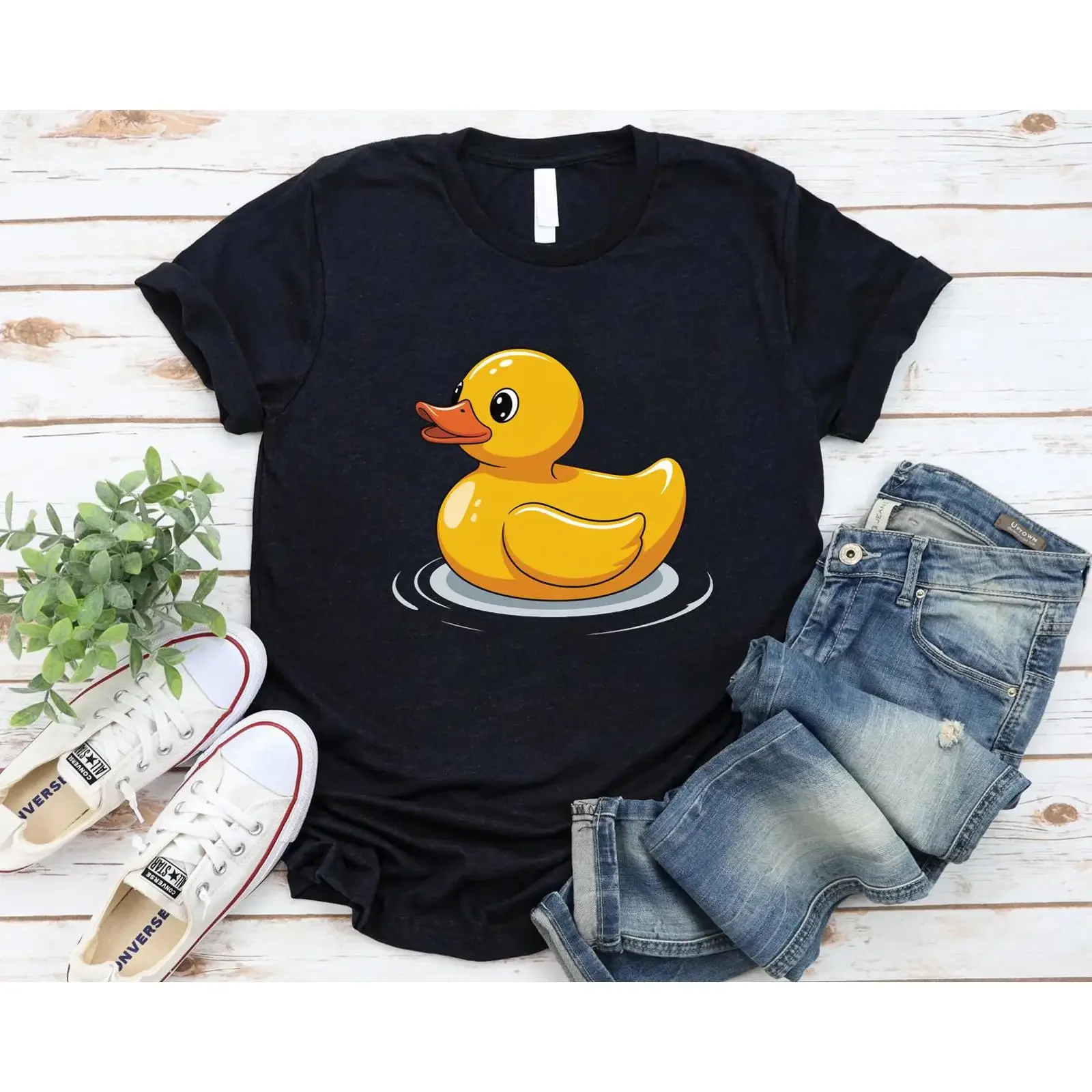 Rubber Duck T Shirt Cute Funny Lover Cartoon Animal vintage Washed Breathable Slightly fashion Unisex designer clothes