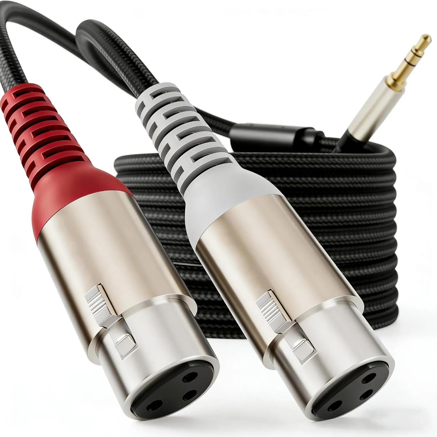 3.5mm TRS To Dual XLR Female Unbalanced Cable Multi-layer Shielding Y-splitter Mic Cord for Home Stereo System Amplifier Mixer