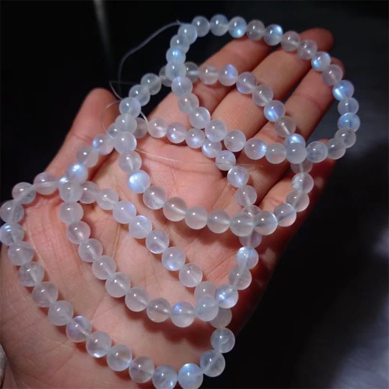 

Natural Blue Moon Stone Bracelet String Charms Strand Exquisite Jewelry Gift Healing Crystal Energy Gift 1pcs 6.5/7.5MM