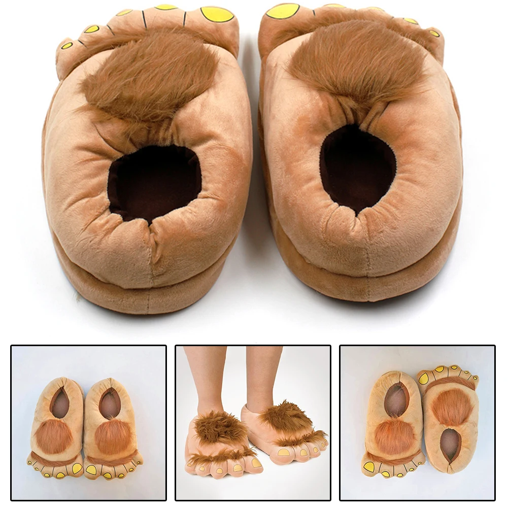 Fashion Furry Adventure Warm Slippers Big Hairy Unisex Savage Monster Plush Home Slippers Indoor Shoes HOME CUTE SLIPPER