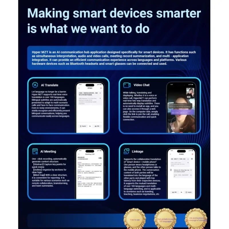 نظارات Xiaomi 6K AI الذكية متعددة الوظائف، كاميرا بلوتوث، مساعد صوت، مشغل موسيقى، ترجمة نظارات HD فوتوكروميك