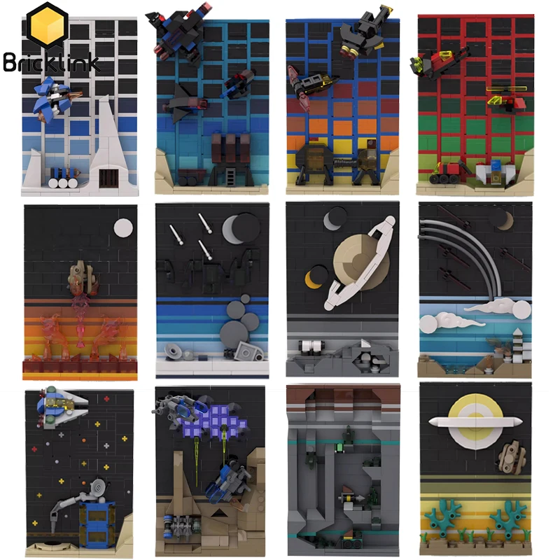 

Bricklink MOC Ideas Blacktron Classic Space Themes 21340 Tales of the Space Age Postcard Sets Building Blocks Toys Children Gift