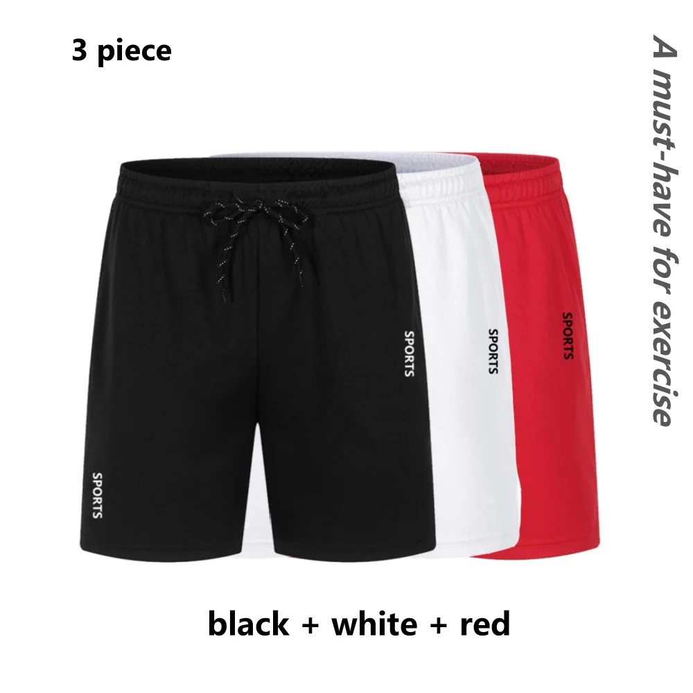 3-piece Basic Sports Shorts Casual Gym exercises mesh Breathable Quick-drying Shorts Running Bottoms Sportswear Men Summer