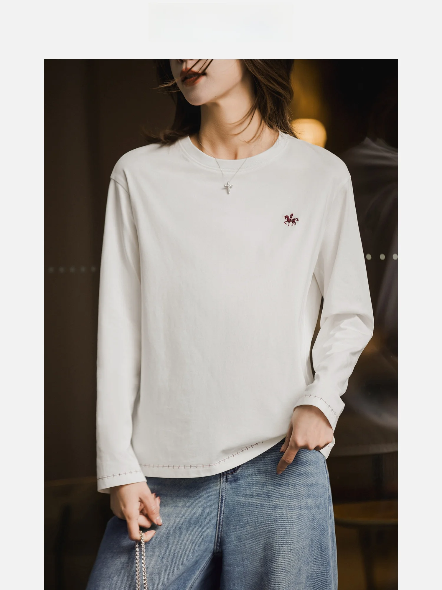 

Новая женская футболка с круглым вырезом и коротким рукавом, вышитая, из трикотажной ткани, повседневная, прямого кроя, из смесового хлопка, весна-лето