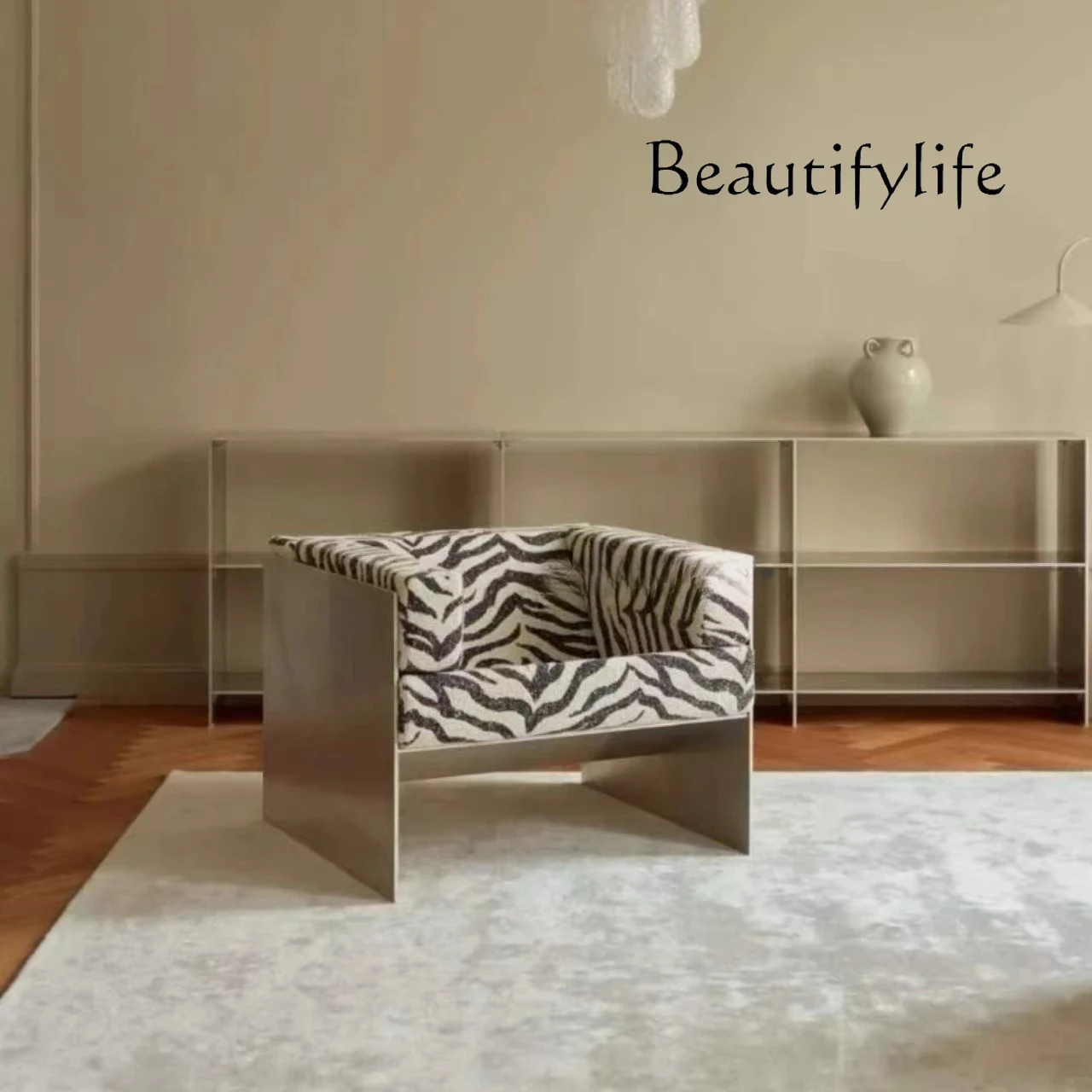 Nordic light luxury metal sofa chair designer bed and breakfast living room hotel home sofa stool rest leisure chair - view 2