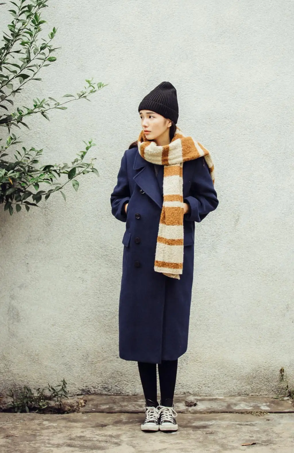 

YANGHAOYUSONG Homemade YUTU&MMn women's navy blue long woolen coat autumn and winter jacket