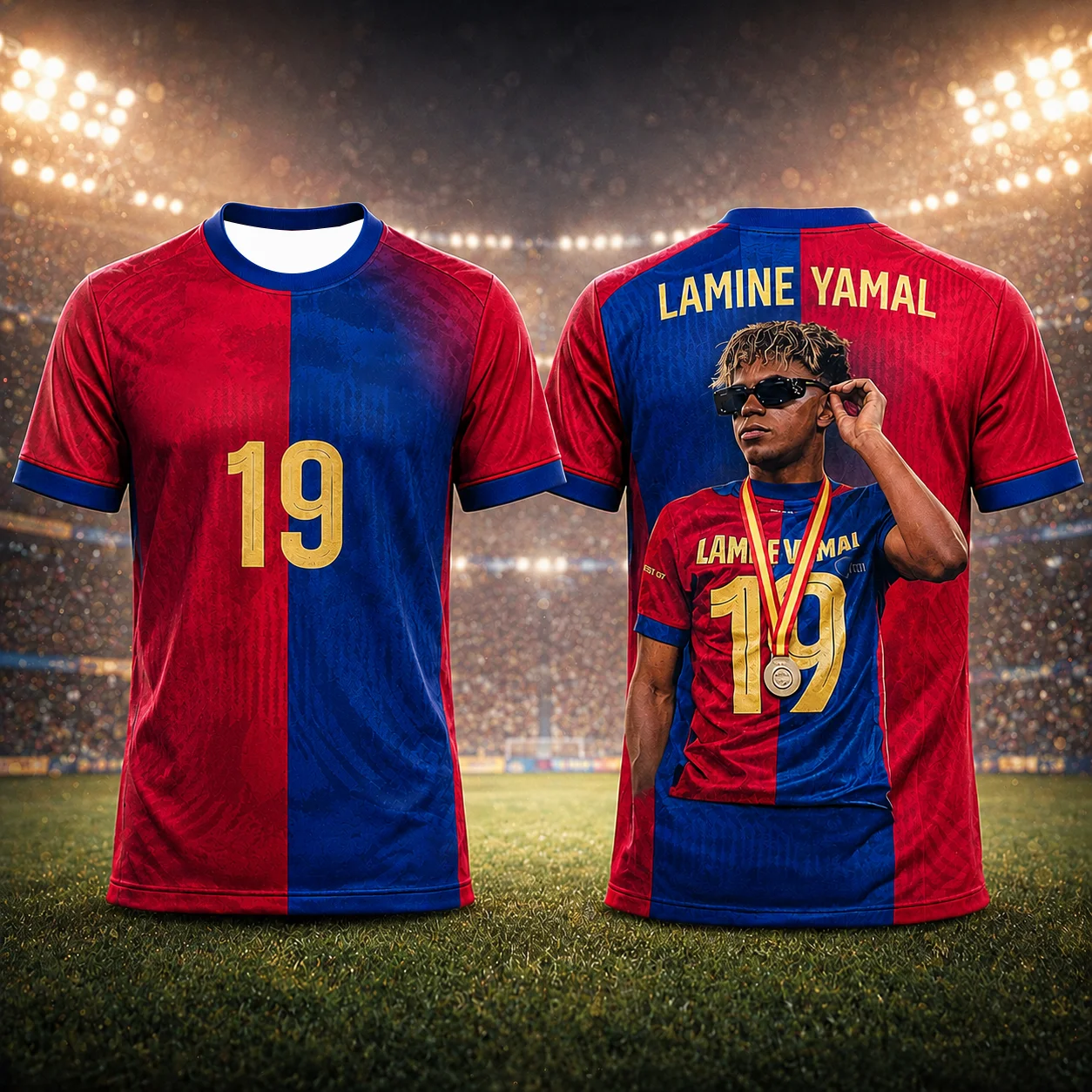Lamine Yamal Trendy 3D Graphic Football Jersey Lightweight Breathable Fan Sportswear Limited Collection for Children Adults