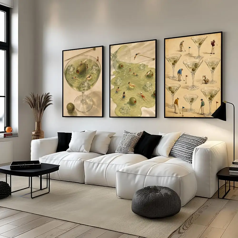 Retro Fashion M-Martini Cocktail Art Poster Living Room Bedroom Bar Cafes Wall Home Decoration Gifts