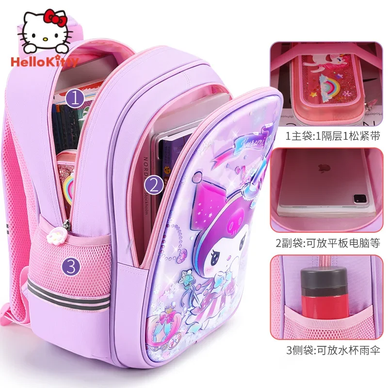 Sanrio Hello Kitty Primary School Bag Girls Large Capacity Backpack 1-6th Grade Cartoon Cute Kuromi Children\'s School Backpack