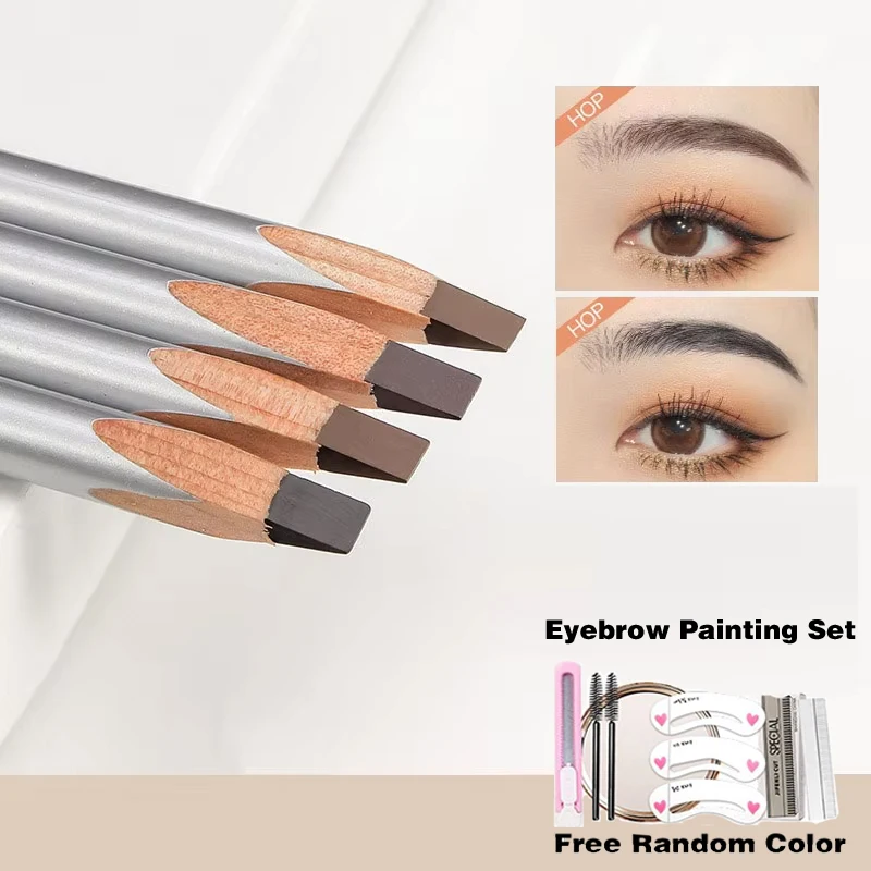 2pcs +Tool Set（Knife，etc）Qin Yan's Hard Core Eyebrow Pencil Wild Eyebrow with Clear Roots, Silver Pole Waterproof Eyebrow Pen