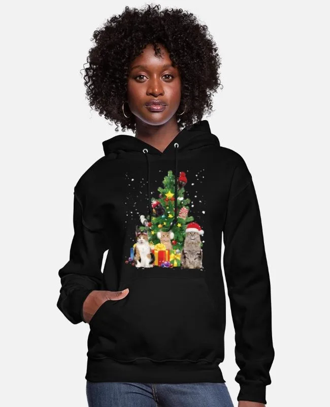

Festive Christmas Cats Cotton Hoodie Show Your Love For Cats And Christmas In This High Quality Cotton Hoodie Great