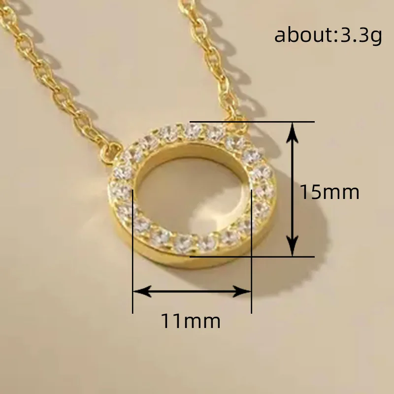 Huitan Simple Stylish Circle Shaped Pendant Necklace Full with Cubic Zircon Luxury Wedding Accessories for Women Fashion Jewelry